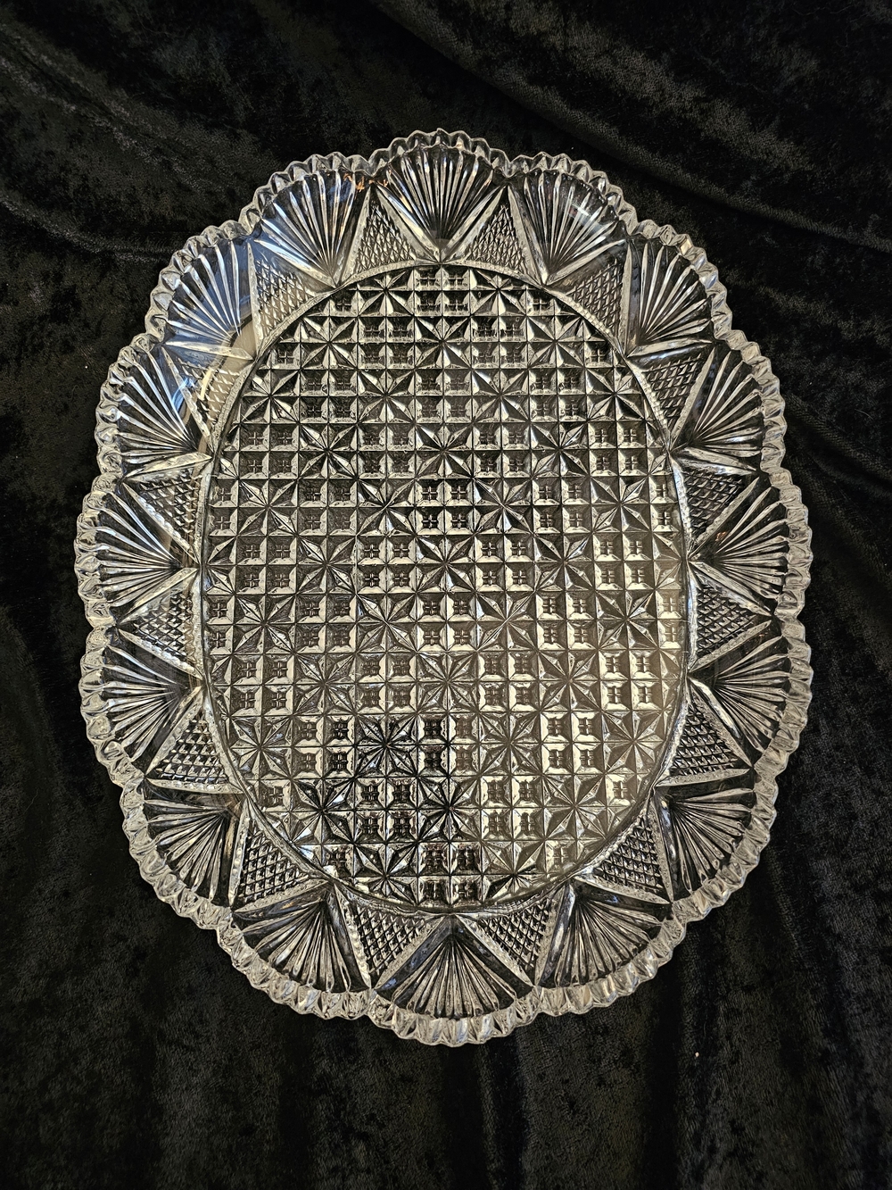 Vintage HOYA Crystal 12” Oval Serving Platter Tray